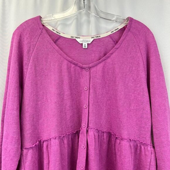 Daily Thread Women Pink Knitted V-Neck Long Sleeves Sweater Top Size Large New - Picture 2 of 9